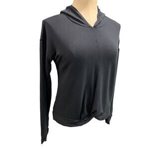 XL Zella Womens Black Twist Hem Pullover Hoodie Activewear